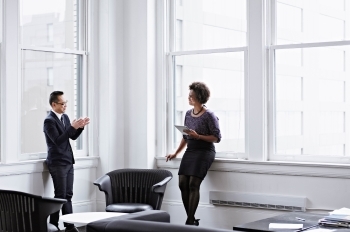 People talking in an office